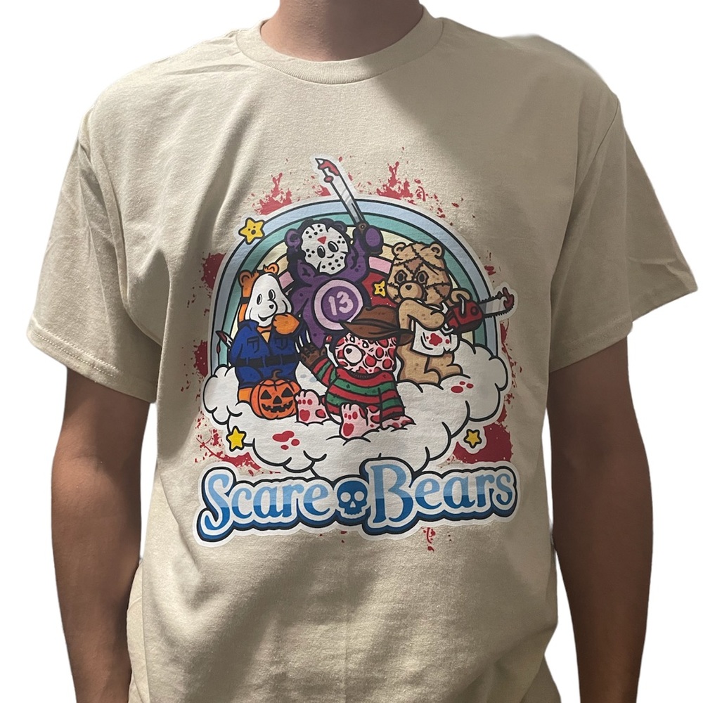 Beige halloween scare bears t shirt!! brand new !!unisex